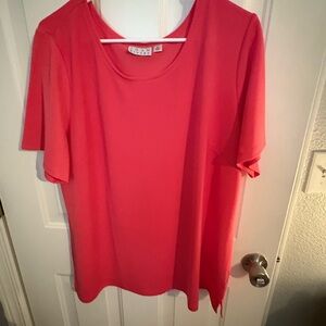 Joan Rivers Vibrant Coral Short Sleeve Top